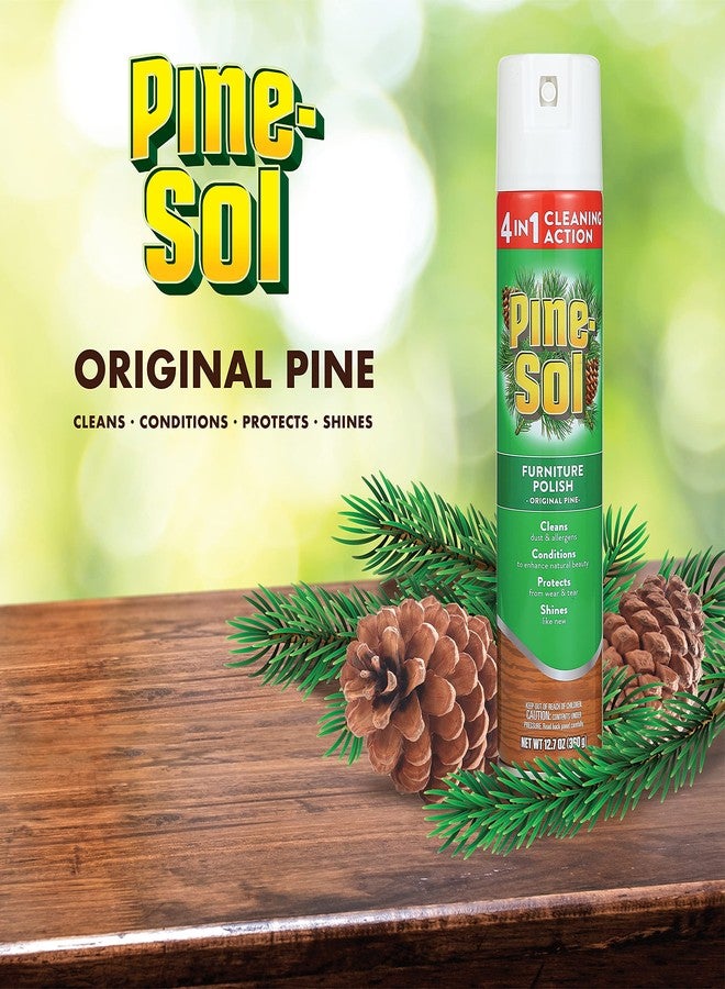 Pine Sol Pine-Sol Furniture, Polish 4in1 Cleaning Action Wood Polish Spray Wood Polish Spray for Your Cleans Conditions Protects and Shines Ounces Original Pine Scent, Yellow, Lemon, 12.7 Fl Oz - Image 4