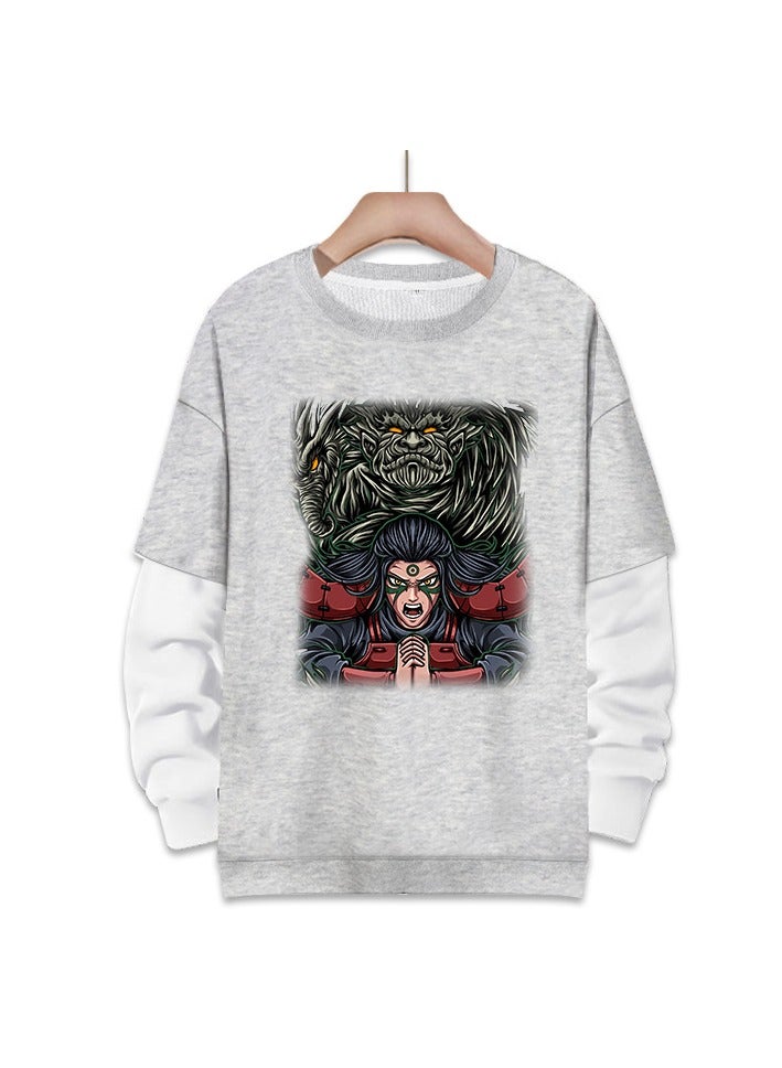 KUYING Naruto Card Retro Round Neck Hoodie  - Image 1