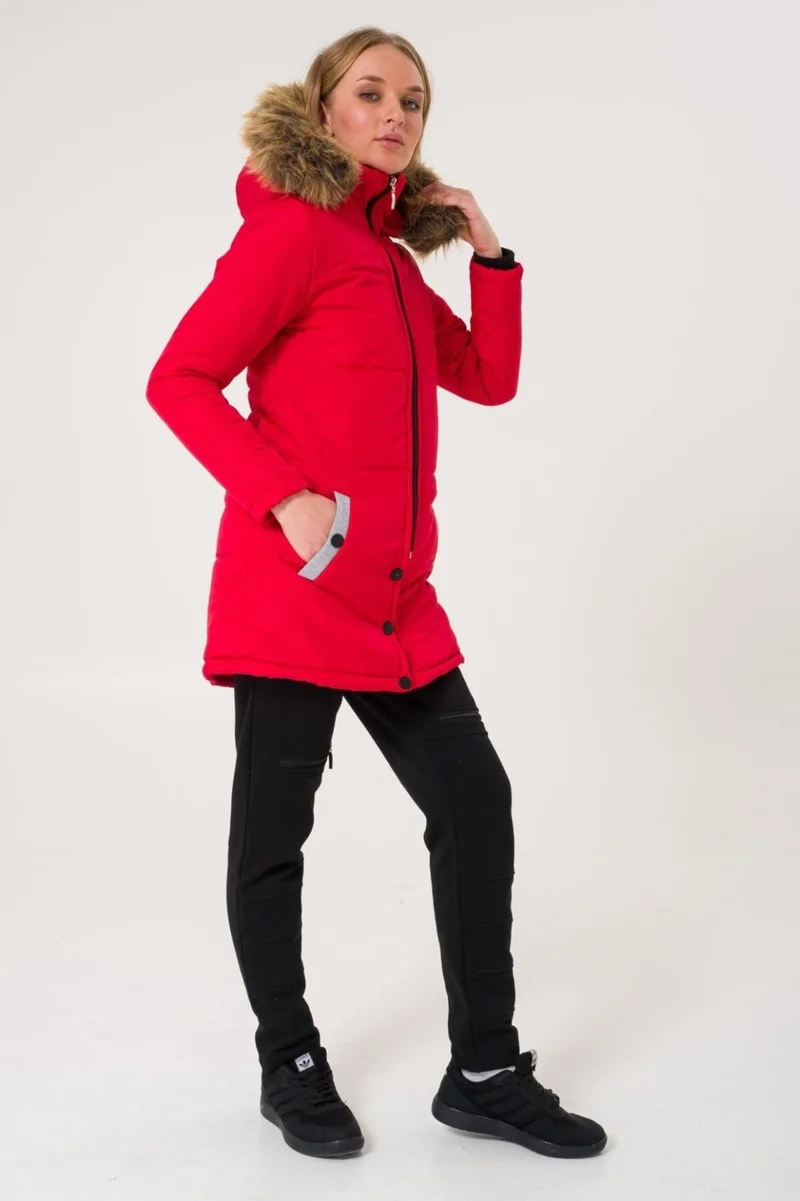 Barbora Winter Fur Collar Puffer Women's Coat 7112RED5
