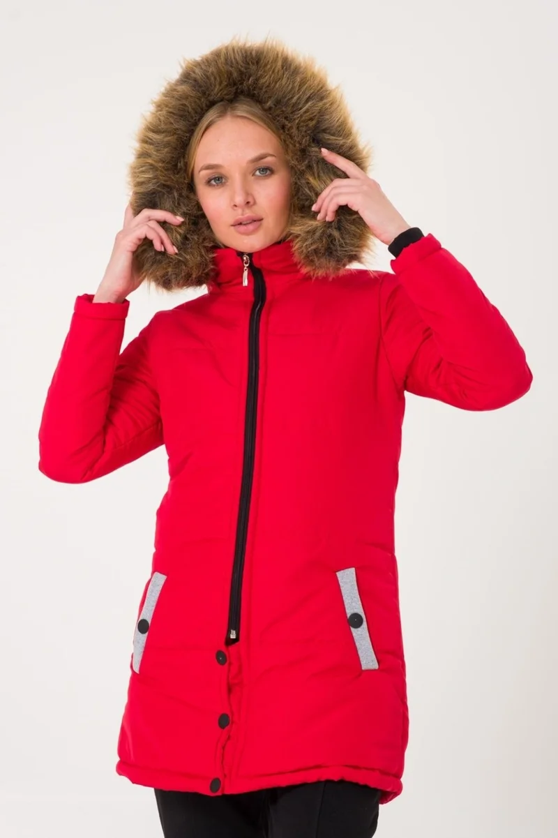 Barbora Winter Fur Collar Puffer Women's Coat 7112RED5