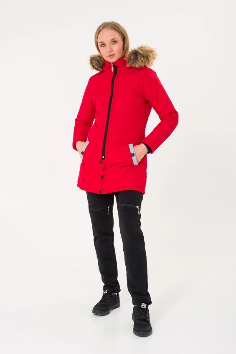 Barbora Winter Fur Collar Puffer Women's Coat 7112RED5