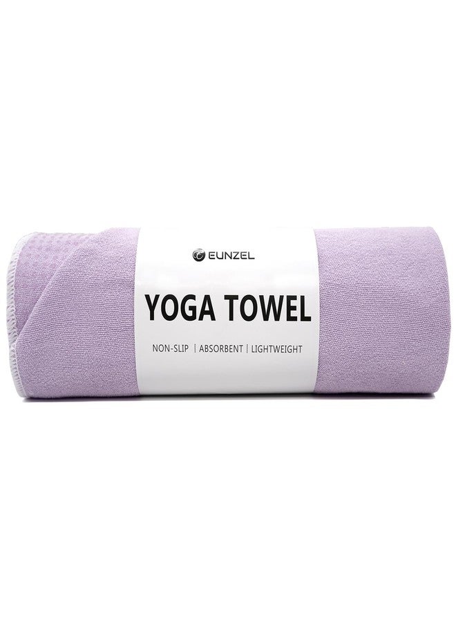 Eunzel Hot Yoga Towel - Microfiber Non Slip Yoga Mat Towel with Grip Dot Sweat Absorbent Towel for Hot Yoga, Pilates and Fitness 72" x 24", Taro Purple/White - Image 1