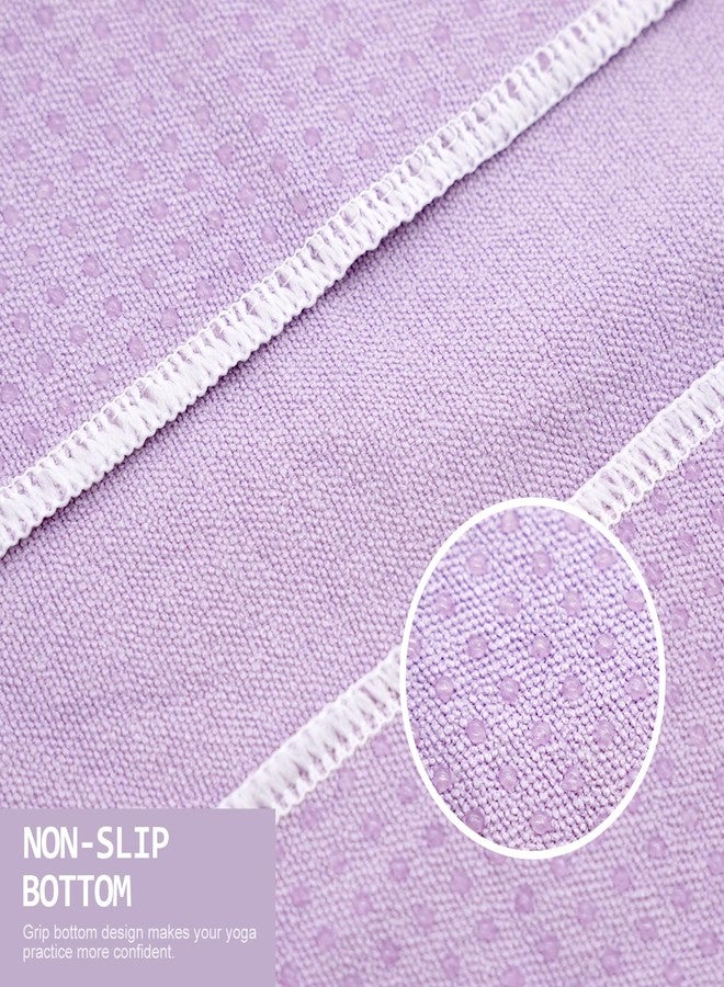 Eunzel Hot Yoga Towel - Microfiber Non Slip Yoga Mat Towel with Grip Dot Sweat Absorbent Towel for Hot Yoga, Pilates and Fitness 72" x 24", Taro Purple/White - Image 3