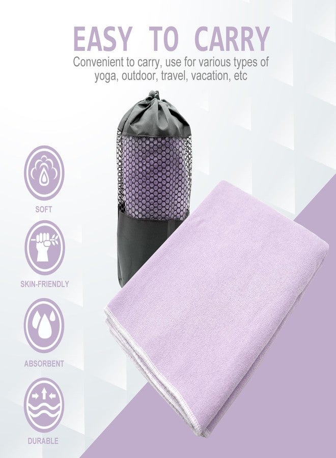 Eunzel Hot Yoga Towel - Microfiber Non Slip Yoga Mat Towel with Grip Dot Sweat Absorbent Towel for Hot Yoga, Pilates and Fitness 72" x 24", Taro Purple/White - Image 4