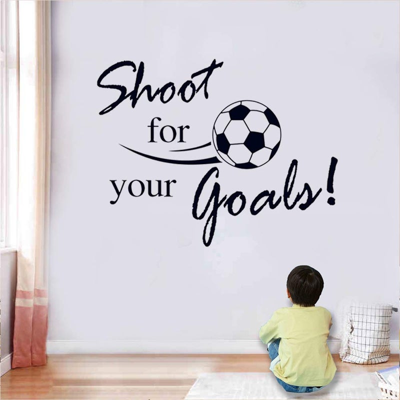 Soccer Stickers Shoot for Your Goals Wall Art Soccer Ball Stickers Decals for Kids Room Football Vinyl Sticker for Boys Bedroom Playroom Living Room Window Door Decoration 236 x 315 in