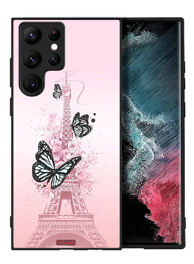 Tolwak Samsung Galaxy S22 Ultra 5G Protective Case Cover Butterflies On Eiffel Tower - Image 1