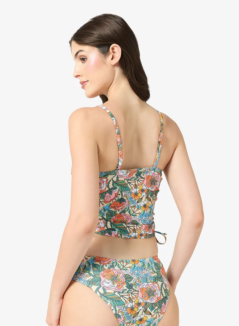 ELLA Floral Print Takini Set With Bikini Bottom
