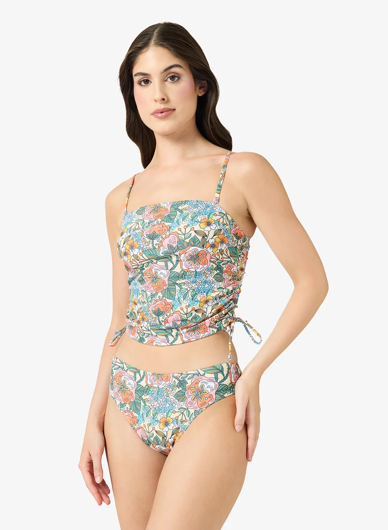ELLA Floral Print Takini Set With Bikini Bottom