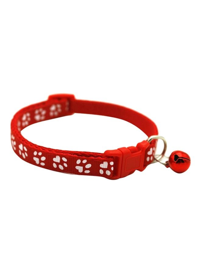 Pet Paw Printed Collar With Bell Red/White 19centimeter - Image 1