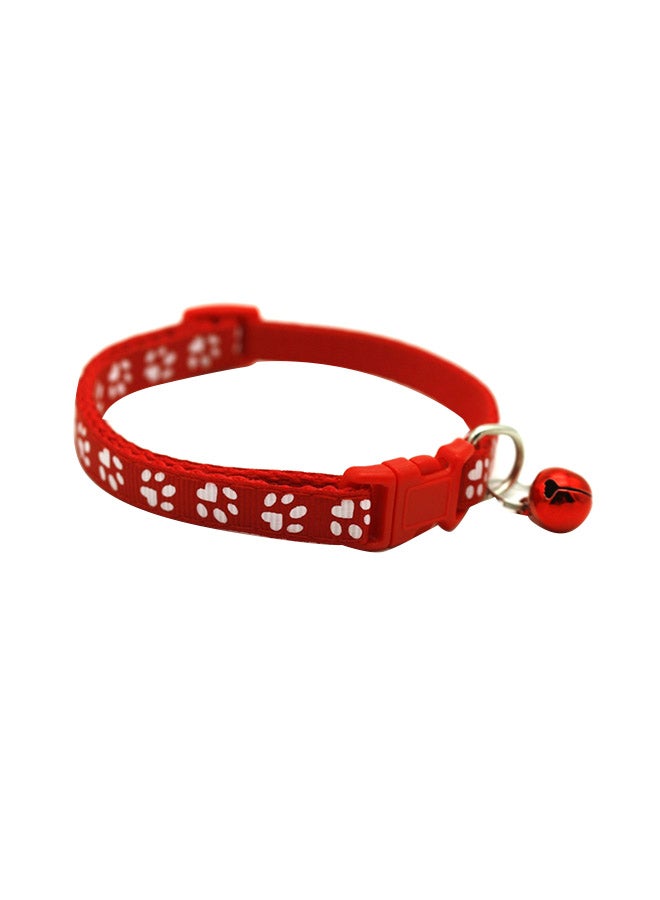 Pet Paw Printed Collar With Bell Red/White 19centimeter - Image 3