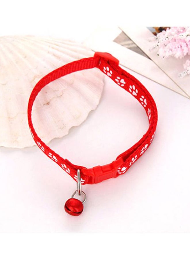 Pet Paw Printed Collar With Bell Red/White 19centimeter - Image 2