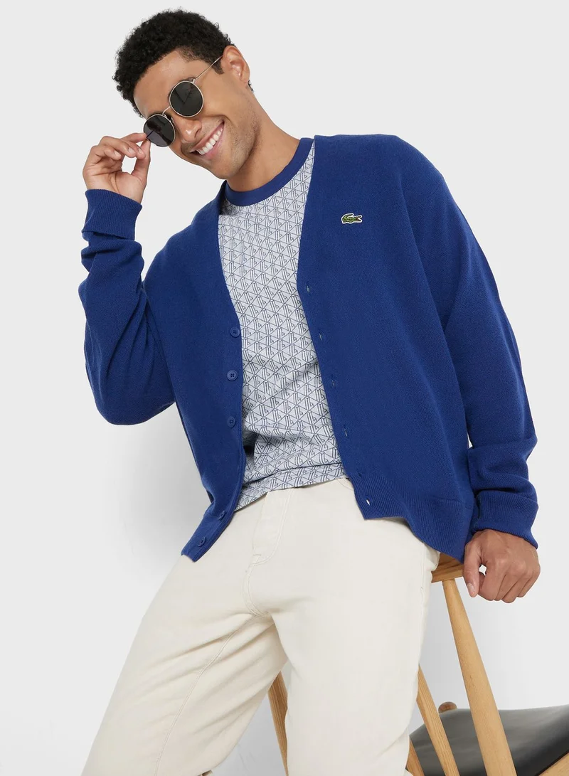 LACOSTE Essential V-Neck Cardigan