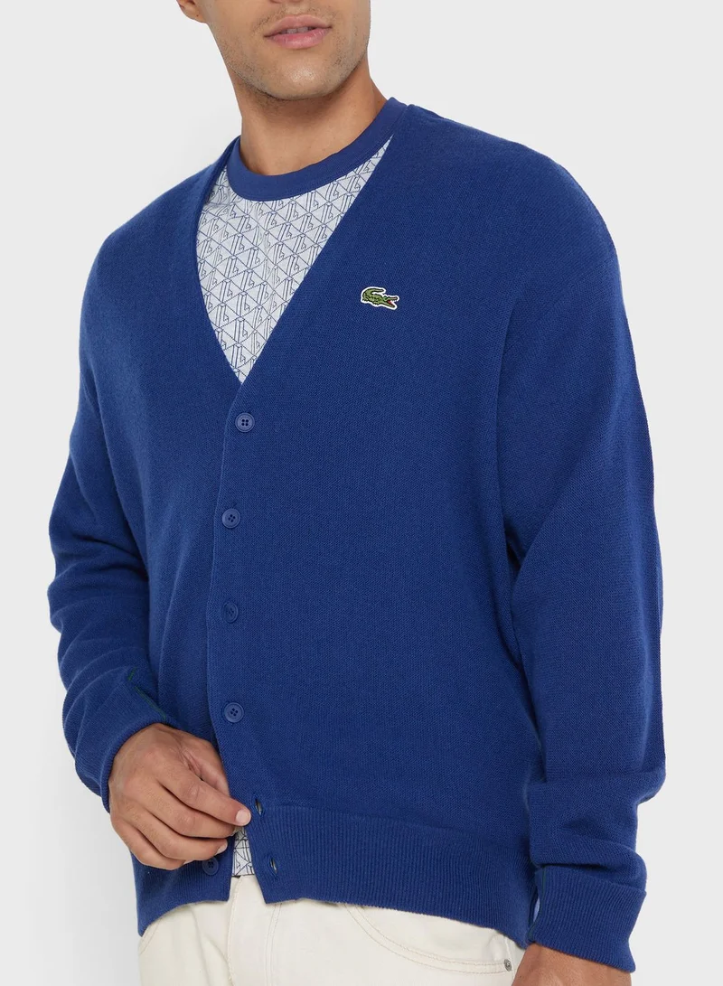 LACOSTE Essential V-Neck Cardigan