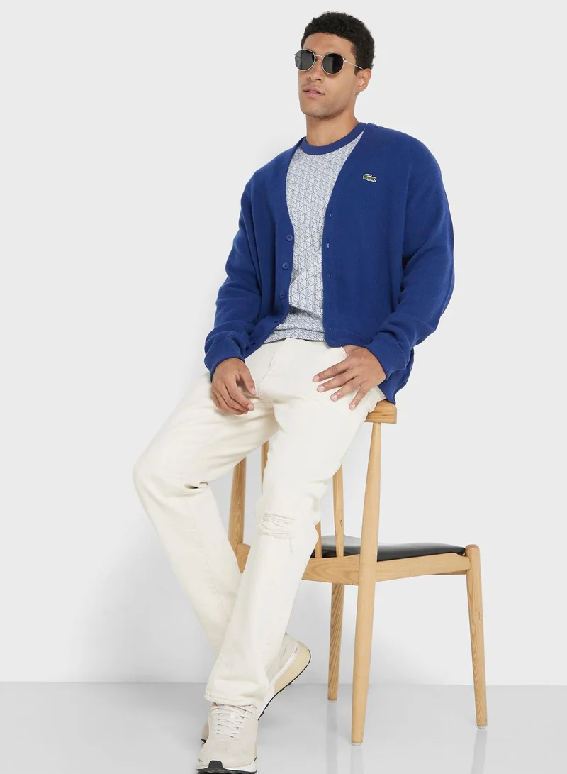 LACOSTE Essential V-Neck Cardigan