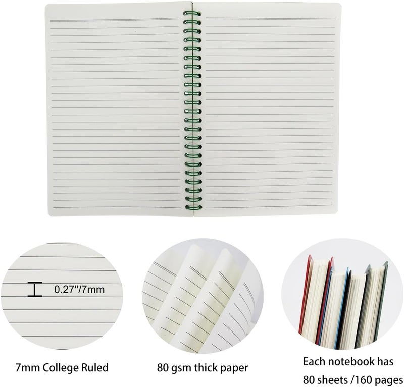 Excefore 4 Pack A5 Spiral Notebooks, College Ruled with 80 Thicken Sheets, Twin-Wire Binding & Durable Covers, 8.3x5.7in Portable Lined Journals for Office, Study & Note-Taking, Draft Paper - Image 4