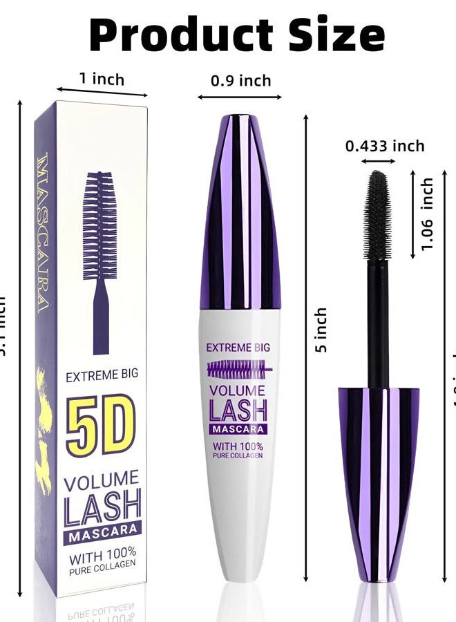 LYSdefeu 5D Waterproof Colored Mascara Volume and Length,5 Color Black Brown White Blue Purple Fiber Mascara for eyelashes, Longlasting Curling rimel de pestañas,Women's Day Eye Makeup Gift Set for Women Girl - Image 5