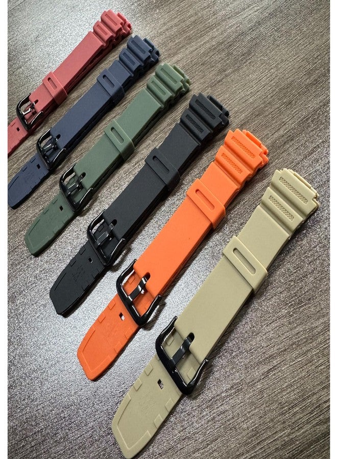 Lijinlan Natural Resin Replacement Watch Band Compatible with Casio W218H W-219H AE1200WH AE-1300WH W800H SGW-300H F-108WH Waterproof Rubber strap (Olive) - Image 4