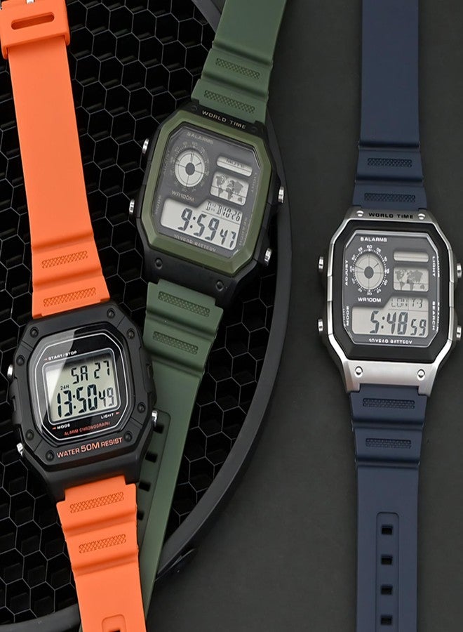 Lijinlan Natural Resin Replacement Watch Band Compatible with Casio W218H W-219H AE1200WH AE-1300WH W800H SGW-300H F-108WH Waterproof Rubber strap (Olive) - Image 3