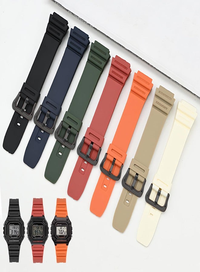 Lijinlan Natural Resin Replacement Watch Band Compatible with Casio W218H W-219H AE1200WH AE-1300WH W800H SGW-300H F-108WH Waterproof Rubber strap (Olive) - Image 5