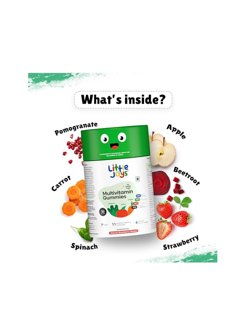 Little Joys حلوى جيلاتينية متعددة الفيتامينات بنكهة الفراولة للأطفال من سن 7 سنوات فما فوق، 30 قطعة - Image 2