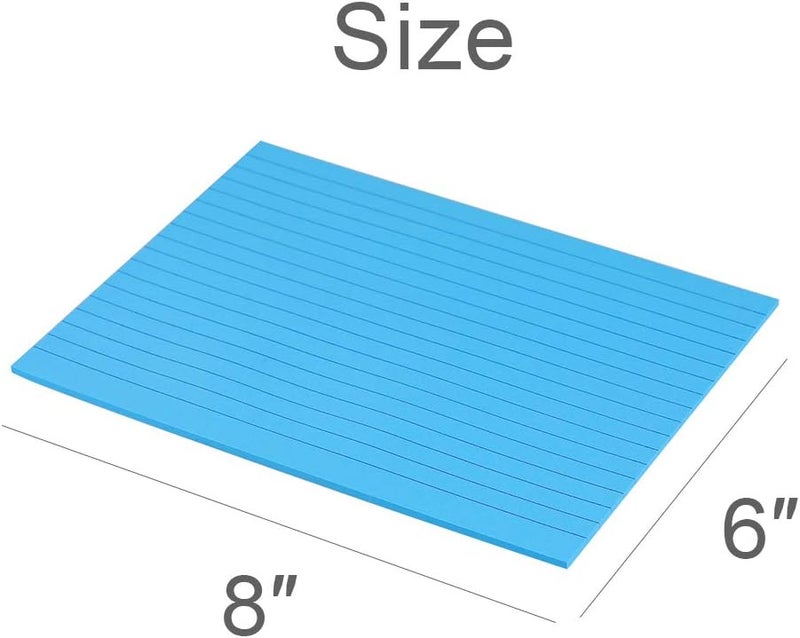 Vanpad Lined Sticky Notes 6X8 in Bright Ruled Post Stickies Colorful Super Sticking Power Memo Pads Its Strong Adhesive, 5 Pads/Pack, 28 Sheets/pad - Image 2