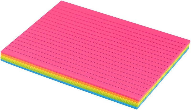 Vanpad Lined Sticky Notes 6X8 in Bright Ruled Post Stickies Colorful Super Sticking Power Memo Pads Its Strong Adhesive, 5 Pads/Pack, 28 Sheets/pad - Image 3