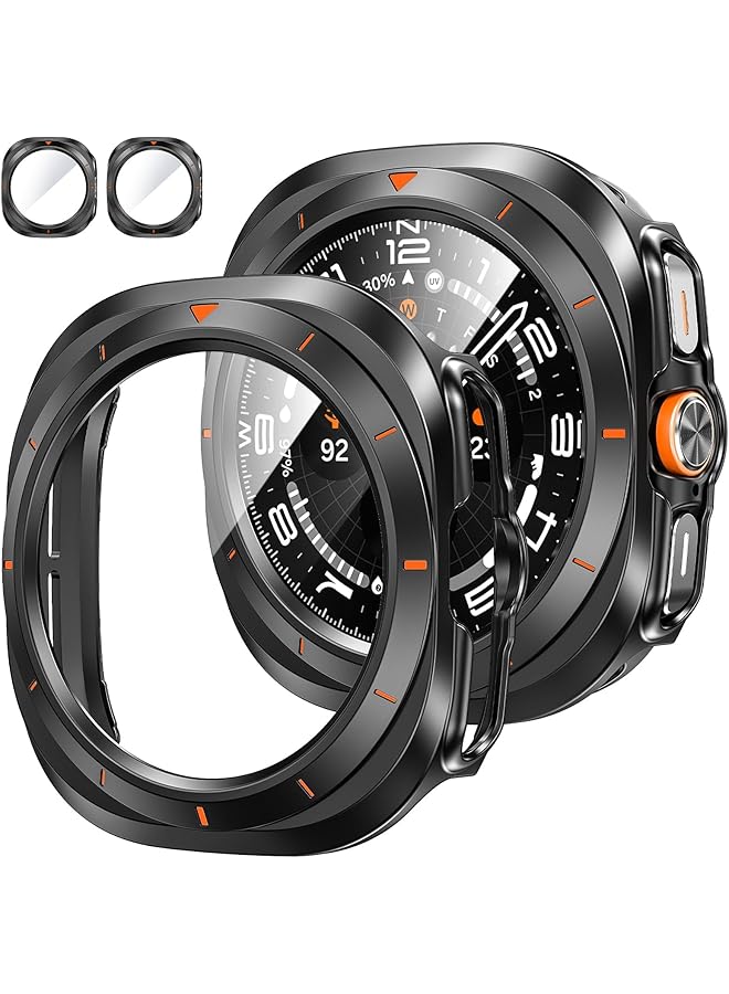erorex 2Pack For Samsung Galaxy Watch 7 Ultra 2024 Screen Protector Case 47Mm Accessories Protective Face Cover For 47 Mm Hard Bumper Built In Tempered Glass Film For Women Men  - Image 1