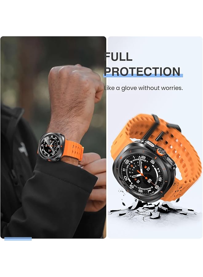 erorex 2Pack For Samsung Galaxy Watch 7 Ultra 2024 Screen Protector Case 47Mm Accessories Protective Face Cover For 47 Mm Hard Bumper Built In Tempered Glass Film For Women Men  - Image 3
