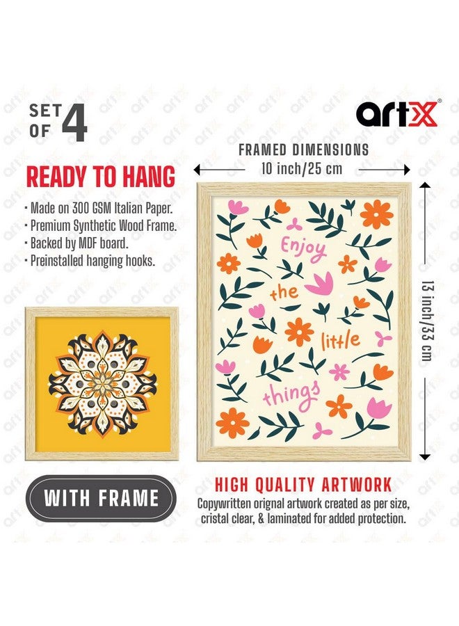 ArtX Paper Floral Big Wall Art Frame Painting, Multicolor, Contemporary, 2 sets of 10 X 10 inches & 2 sets of 13 x 10 inches, 23 X 20 inches Combined, Set of 4 - Image 5