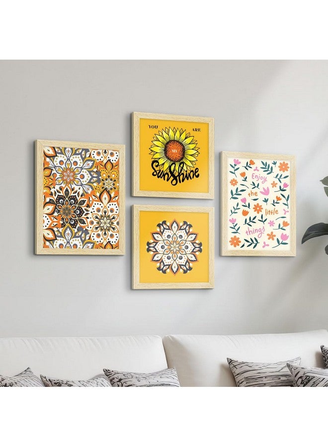 ArtX Paper Floral Big Wall Art Frame Painting, Multicolor, Contemporary, 2 sets of 10 X 10 inches & 2 sets of 13 x 10 inches, 23 X 20 inches Combined, Set of 4 - Image 1