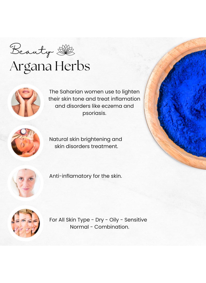 Argana Organic Beauty  - Moroccan Organic Blue Nila Powder 100G For Skin Lighten skin tone - Image 1