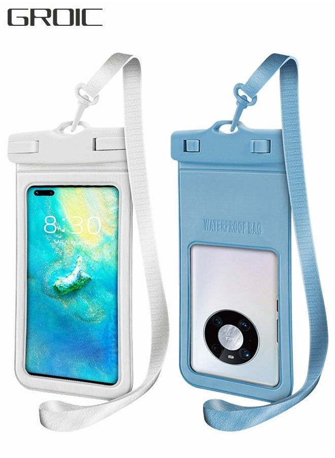 GROIC 2 Pack Water Proof Dry Bag Case with Neck Lanyard Underwater Universal Cell Phone Holder Large Protector for iPhone Samsung Galaxy Huawei, Beach Pool Swimming Waterproof Dry Bag  - Image 1