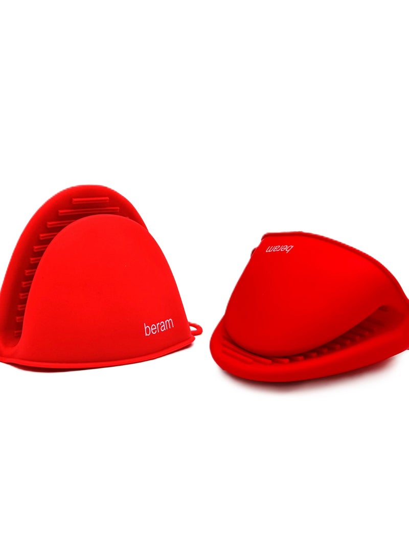Silicone Mini Oven Mitts, Set of 2, Kitchen Pot Holders, Heat Resistant, Small Kitchen Mitts, Air Fryer Mitts Mini, Pot Pinch Grip for Cooking and Baking
