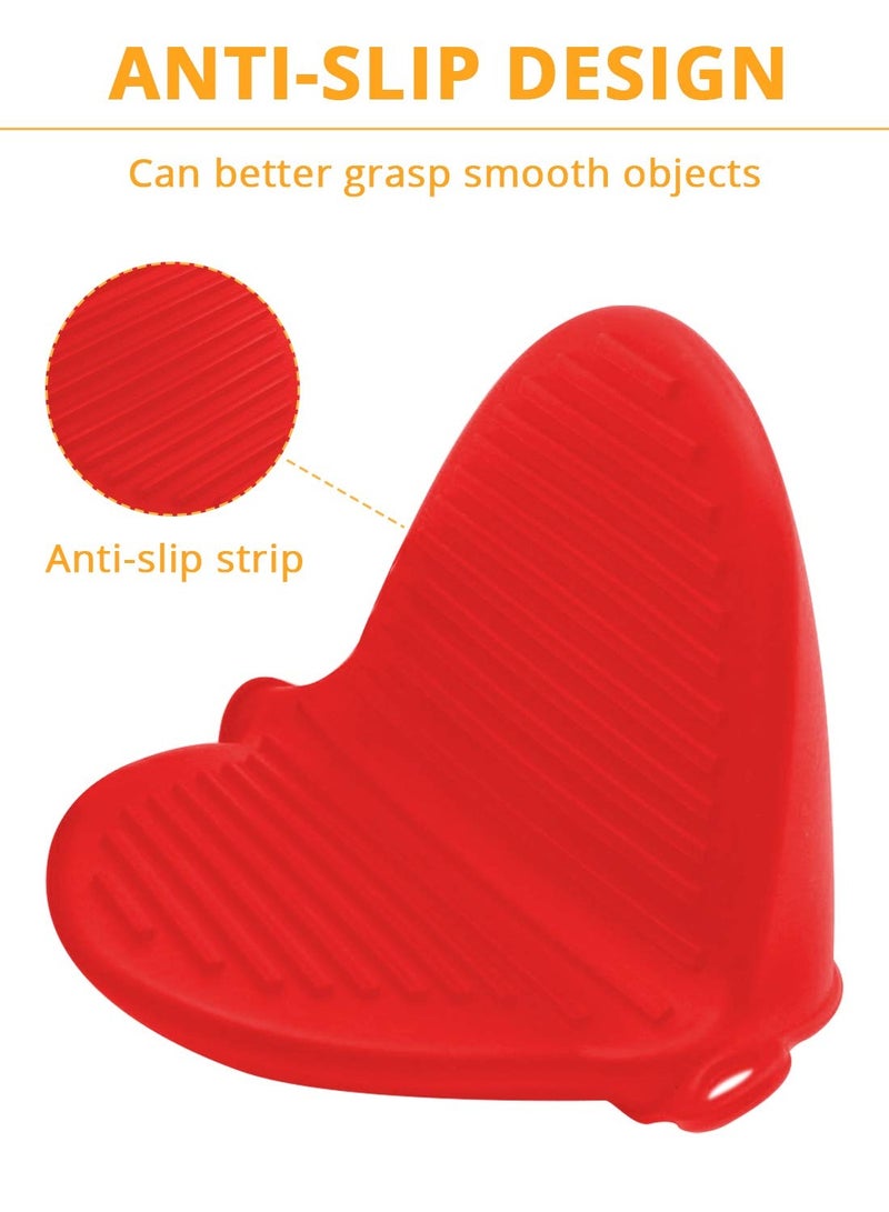 Silicone Mini Oven Mitts, Set of 2, Kitchen Pot Holders, Heat Resistant, Small Kitchen Mitts, Air Fryer Mitts Mini, Pot Pinch Grip for Cooking and Baking