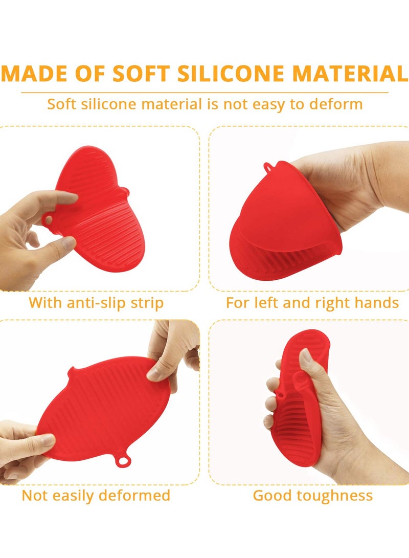 Silicone Mini Oven Mitts, Set of 2, Kitchen Pot Holders, Heat Resistant, Small Kitchen Mitts, Air Fryer Mitts Mini, Pot Pinch Grip for Cooking and Baking