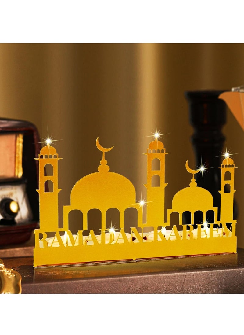 Yoawllty Ramadan Decorations,Ramadan Candle Holder,Ramadan Kareem Candlestick Castle Pattern for Home Bedroom Living Room Foldable Ramadan Table Decorations(Candle Not Include)  - Image 4