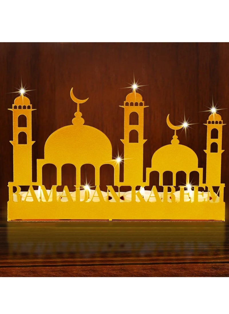 Yoawllty Ramadan Decorations,Ramadan Candle Holder,Ramadan Kareem Candlestick Castle Pattern for Home Bedroom Living Room Foldable Ramadan Table Decorations(Candle Not Include)  - Image 3