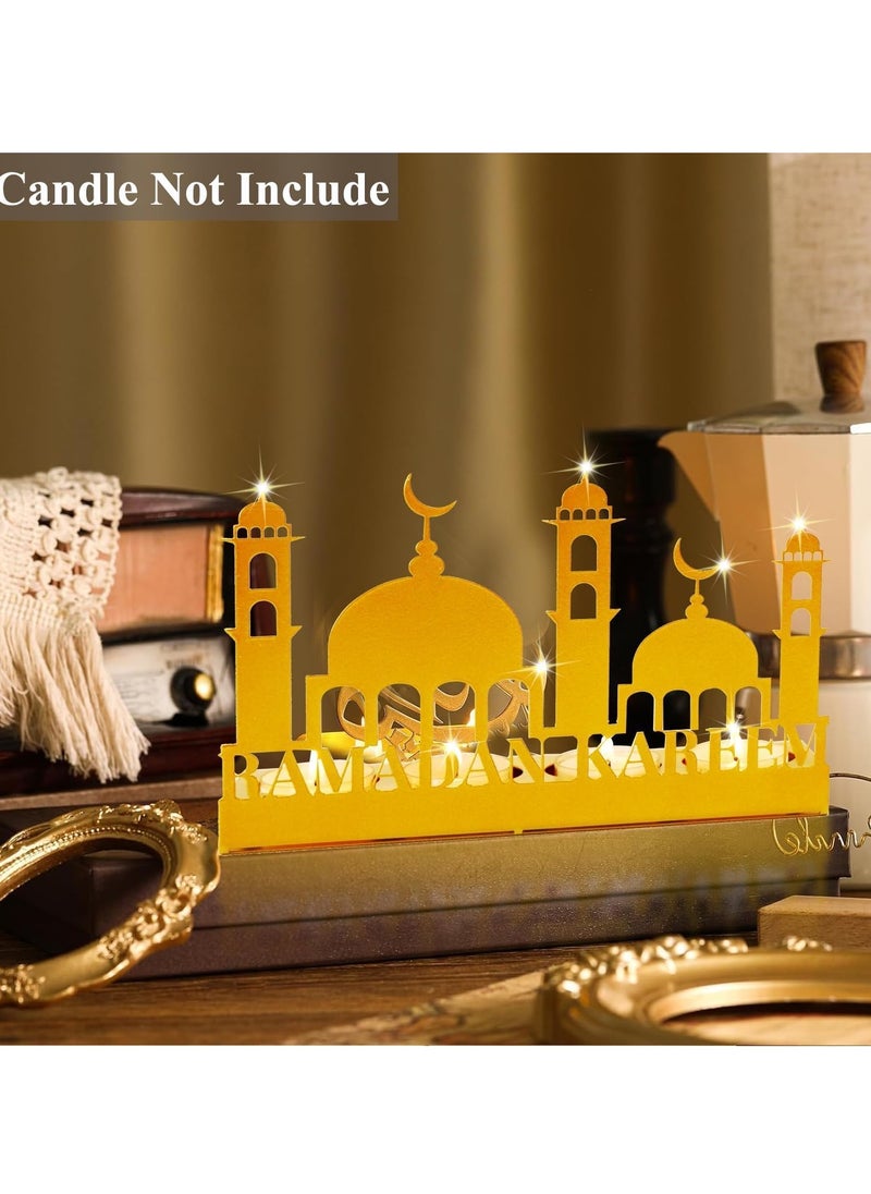 Yoawllty Ramadan Decorations,Ramadan Candle Holder,Ramadan Kareem Candlestick Castle Pattern for Home Bedroom Living Room Foldable Ramadan Table Decorations(Candle Not Include)  - Image 2