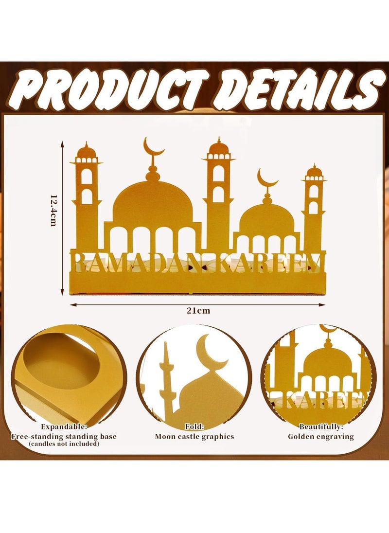 Yoawllty Ramadan Decorations,Ramadan Candle Holder,Ramadan Kareem Candlestick Castle Pattern for Home Bedroom Living Room Foldable Ramadan Table Decorations(Candle Not Include)  - Image 5