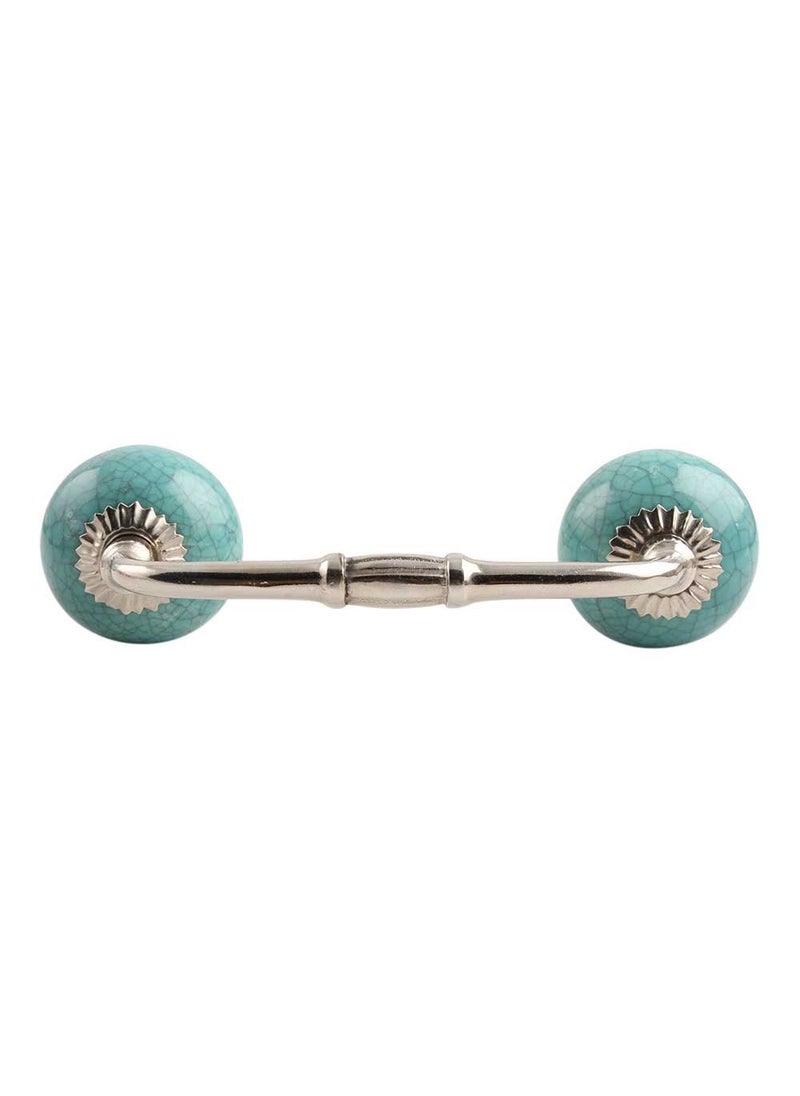 Indian-Shelf IndianShelf 1 Pack Ceramic Drawer Handles for Cabinets and Drawers Green Dresser Pulls for Door Silver Hardware 8 Hole to Hole BH460CRACK64  - Image 1