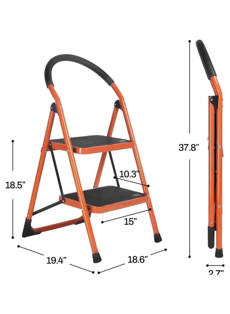 2-Step Red Hail Ladder – Extendable, Iron Material, 37cm Maximum Height, 1.5kg Load Capacity - Image 2