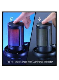 Excefore USB Microphone for PC, Gaming Mic for PS4/ PS5/ Mac/Phone, Condenser Mic with Quick Mute, RGB Lighting, Pop Filter, Shock Mount, Gain Control, for Gaming, Streaming, Podcasting, Recording, YouTube  - Image 3