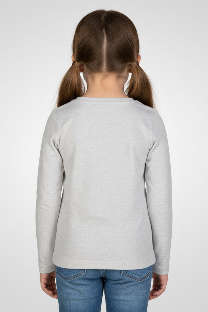 Hamleys Toddlers Girl Crew Neck Long Sleeve Graphic Print Top, Grey - Image 2