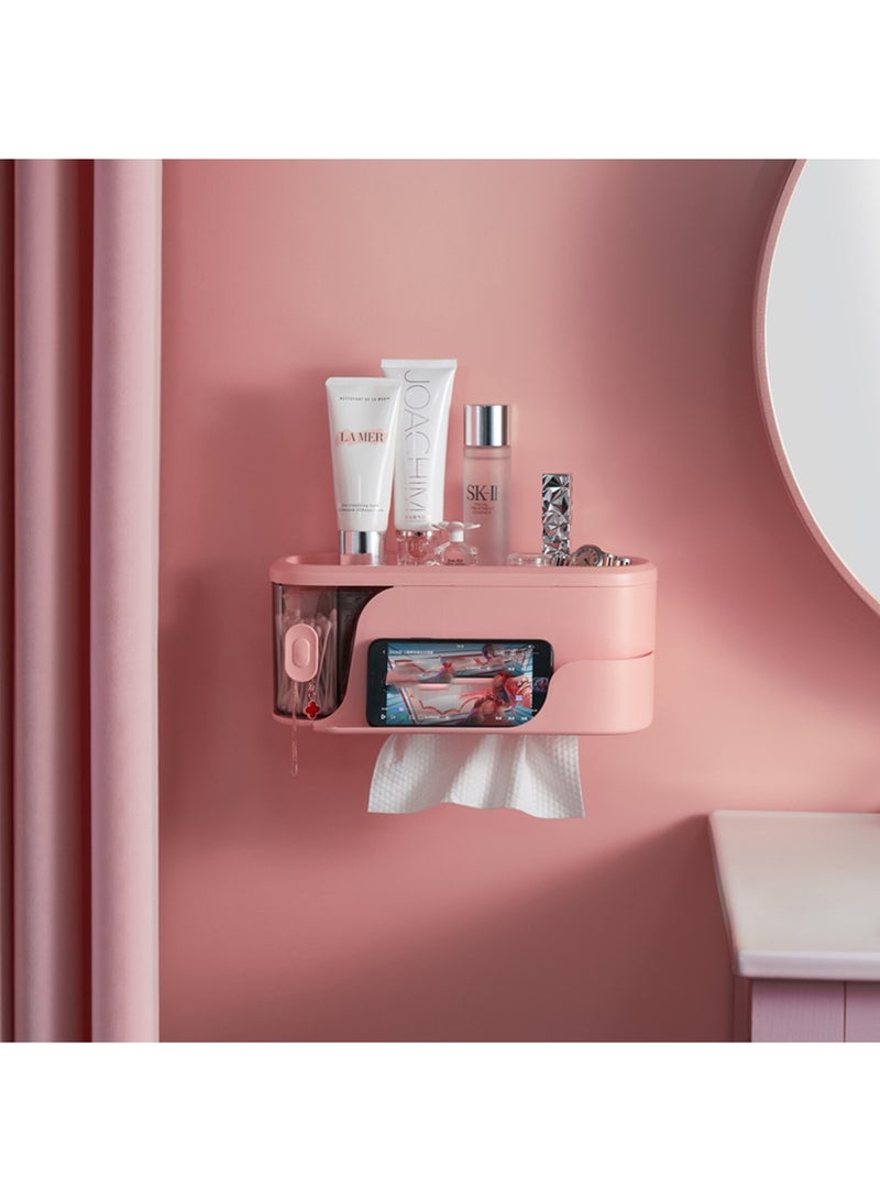 Hihonor Wall-Mounted Bathroom Organizer with Expandable Design – No-Drill, Adhesive-Free Storage for Makeup, Jewelry, Skincare, and Accessories, Includes Towel Holder and Toothbrush Organizer, White  - Image 2