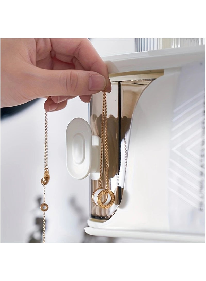 Hihonor Wall-Mounted Bathroom Organizer with Expandable Design – No-Drill, Adhesive-Free Storage for Makeup, Jewelry, Skincare, and Accessories, Includes Towel Holder and Toothbrush Organizer, White  - Image 4