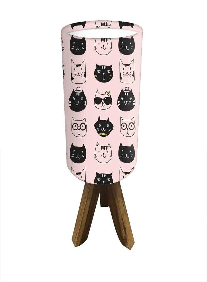 Nutcase Mini Wooden Table Lamp for Bedroom Teak Wood 14" Bedside Small Tripod Desk Night Lamp (Bulb Included) - Black Cats - Image 3