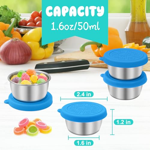 LIEMAND 6x1.6 oz Salad Dressing Container to Go, Leakproof Reusable Stainless Steel Small Container with Lid,Sauce Containers for Lunch box,Picnics,Travel,Office and Meal Prep - Image 2