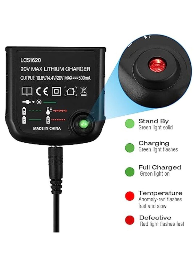 Zikra شاحن بطارية ليثيوم أيون لعلامة بلاك آند ديكر، شاحن سريع، 18 فولت بطارية ليثيوم أيون LBXR20 LBXR20-OPE LB20 LBX20 LBX4020 LB2X4020 LBXR2020-OPE، بديل LCS1620 لعلامة بلاك آند ديكر - Image 2