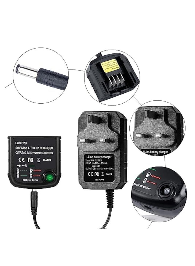 Zikra شاحن بطارية ليثيوم أيون لعلامة بلاك آند ديكر، شاحن سريع، 18 فولت بطارية ليثيوم أيون LBXR20 LBXR20-OPE LB20 LBX20 LBX4020 LB2X4020 LBXR2020-OPE، بديل LCS1620 لعلامة بلاك آند ديكر - Image 4