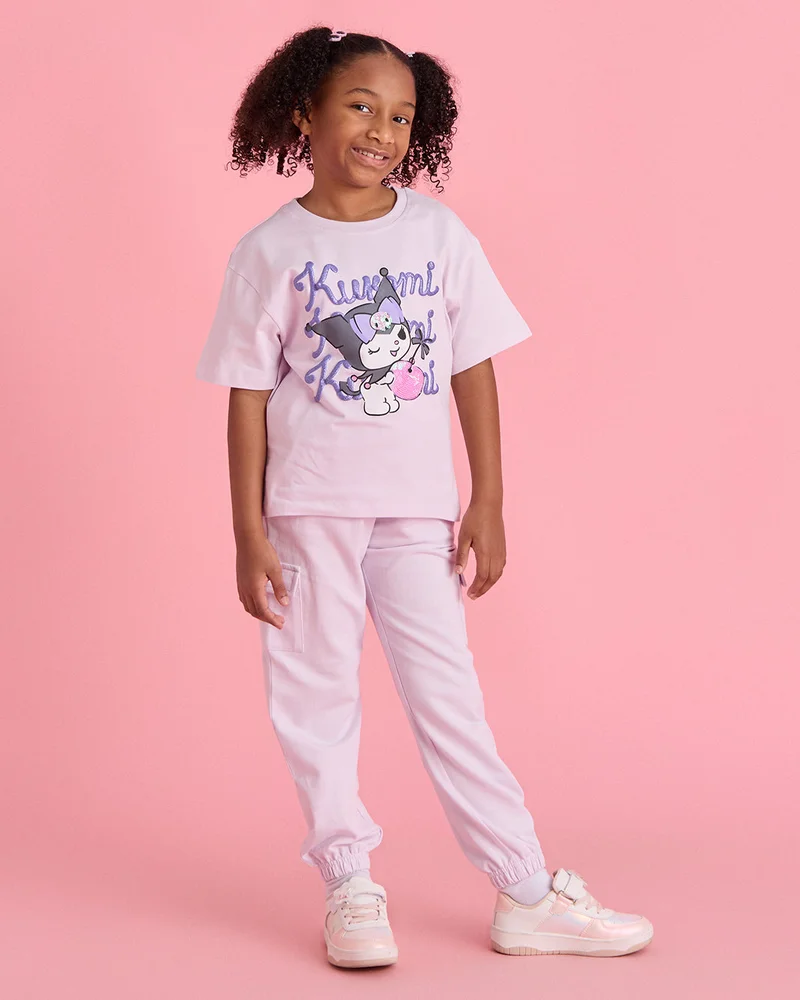 Redtag Girls Lilac Printed Kurumi T Shirt